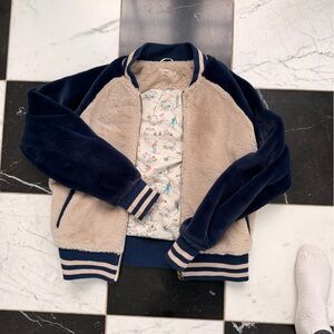 Faherty Navy and Beige Fleece Jacket